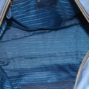 PRADA Hand Bag Leather Blue Gold Auth 183765V-10