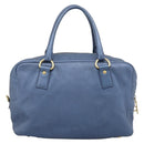 PRADA Hand Bag Leather Blue Gold Auth 183765V-2