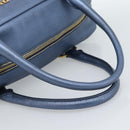 PRADA Hand Bag Leather Blue Gold Auth 183765V-7