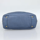 PRADA Hand Bag Leather Blue Gold Auth 183765V-5