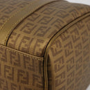 FENDI Zucchino Canvas Boston Bag Beige Gold Auth 183766A-14
