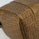 FENDI Zucchino Canvas Boston Bag Beige Gold Auth 183766A-15