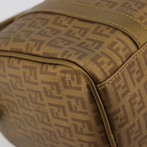 FENDI Zucchino Canvas Boston Bag Beige Gold Auth 183766A