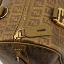 FENDI Zucchino Canvas Boston Bag Beige Gold Auth 183766A-9