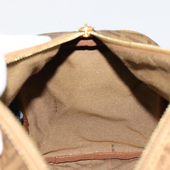 FENDI Zucchino Canvas Boston Bag Beige Gold Auth 183766A