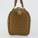 FENDI Zucchino Canvas Boston Bag Beige Gold Auth 183766A-3