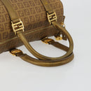 FENDI Zucchino Canvas Boston Bag Beige Gold Auth 183766A-7