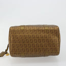 FENDI Zucchino Canvas Boston Bag Beige Gold Auth 183766A-5