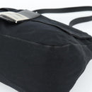FENDI Mamma Baguette Shoulder Bag Cotton Jersey Black Silver Auth 183767-9