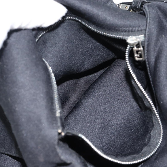 FENDI Mamma Baguette Shoulder Bag Cotton Jersey Black Silver Auth 183767