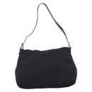 FENDI Mamma Baguette Shoulder Bag Cotton Jersey Black Silver Auth 183767-2