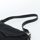 FENDI Mamma Baguette Shoulder Bag Cotton Jersey Black Silver Auth 183767-8