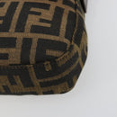 FENDI Zucca Canvas Mamma Baguette Shoulder Bag Black Brown Silver Auth 183768SAV-14