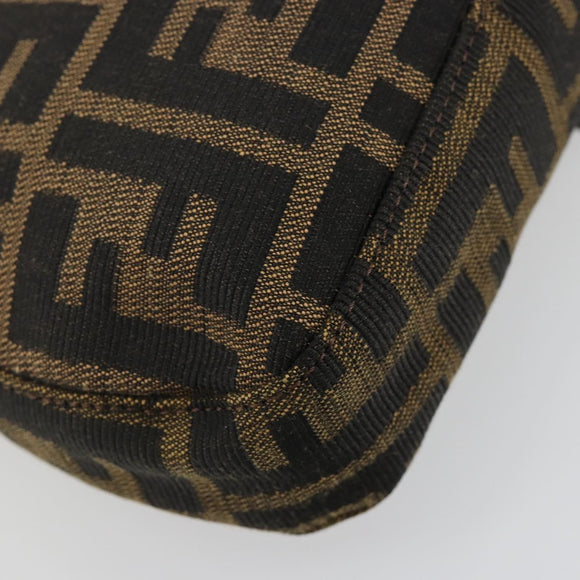 FENDI Zucca Canvas Mamma Baguette Shoulder Bag Black Brown Silver Auth 183768SAV