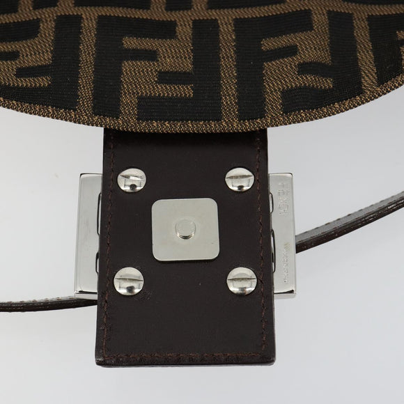 FENDI Zucca Canvas Mamma Baguette Shoulder Bag Black Brown Silver Auth 183768SAV