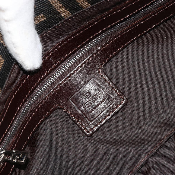 FENDI Zucca Canvas Mamma Baguette Shoulder Bag Black Brown Silver Auth 183768SAV
