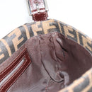 FENDI Zucca Canvas Mamma Baguette Shoulder Bag Black Brown Silver Auth 183768SAV-22