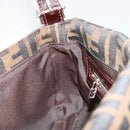 FENDI Zucca Canvas Mamma Baguette Shoulder Bag Black Brown Silver Auth 183768SAV-23