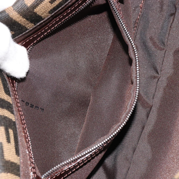 FENDI Zucca Canvas Mamma Baguette Shoulder Bag Black Brown Silver Auth 183768SAV