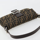 FENDI Zucca Canvas Mamma Baguette Shoulder Bag Black Brown Silver Auth 183768SAV-6