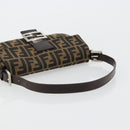 FENDI Zucca Canvas Mamma Baguette Shoulder Bag Black Brown Silver Auth 183768SAV-7