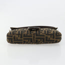 FENDI Zucca Canvas Mamma Baguette Shoulder Bag Black Brown Silver Auth 183768SAV-5