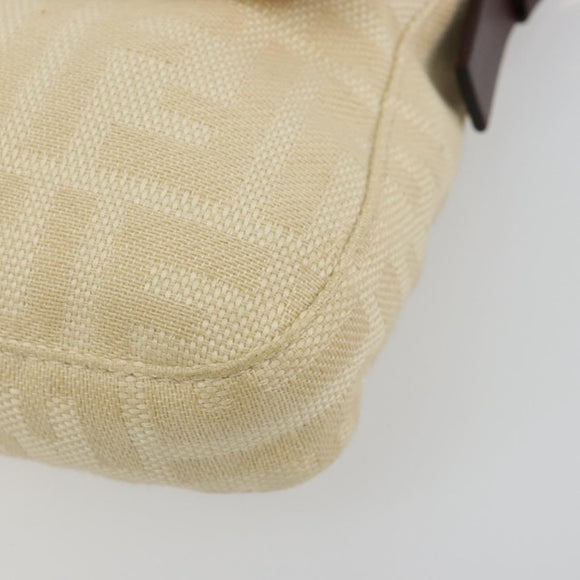 FENDI Zucca Canvas Mamma Baguette Schoudertas Beige Zilver Auth 183769SAV