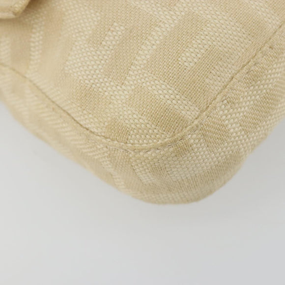 FENDI Zucca Canvas Mamma Baguette Schoudertas Beige Zilver Auth 183769SAV