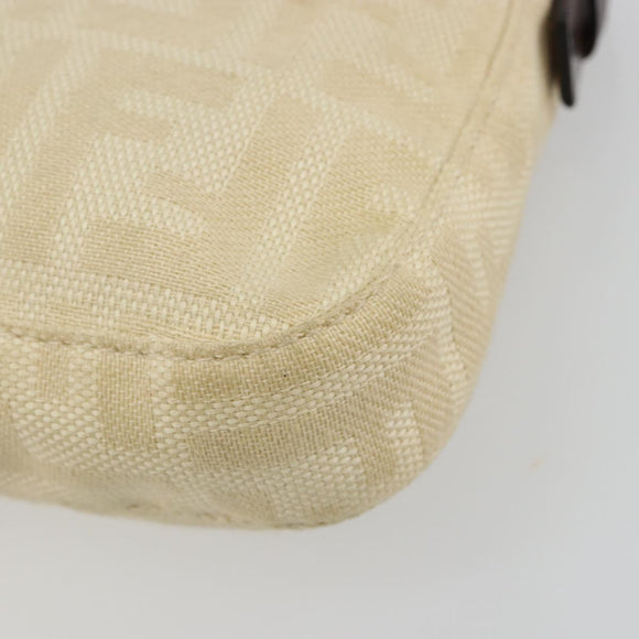 FENDI Zucca Canvas Mamma Baguette Schoudertas Beige Zilver Auth 183769SAV