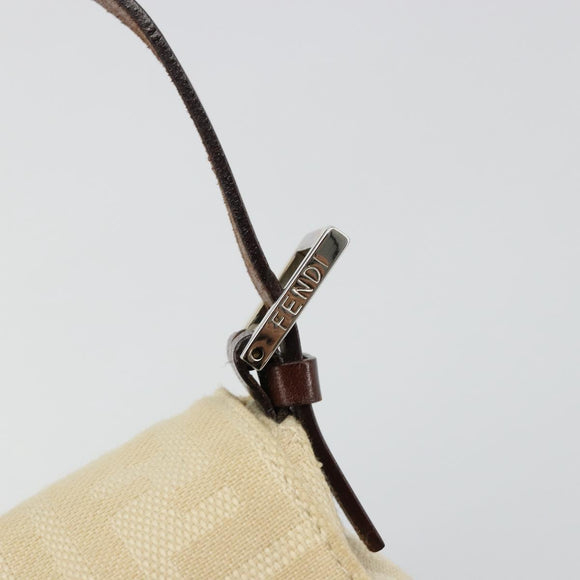 FENDI Zucca Canvas Mamma Baguette Schoudertas Beige Zilver Auth 183769SAV