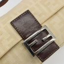 FENDI Zucca Canvas Mamma Baguette Shoulder Bag Beige Silver Auth 183769SAV-15