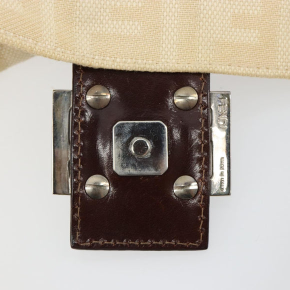 FENDI Zucca Canvas Mamma Baguette Schoudertas Beige Zilver Auth 183769SAV
