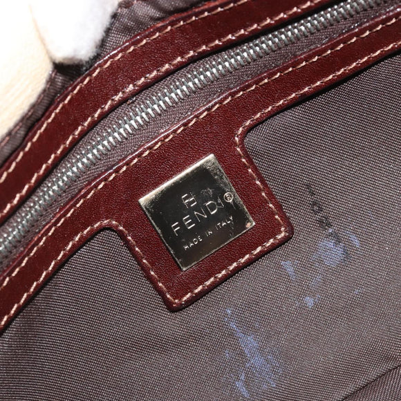 FENDI Zucca Canvas Mamma Baguette Schoudertas Beige Zilver Auth 183769SAV