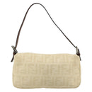 FENDI Zucca Canvas Mamma Baguette Schoudertas Beige Zilver Auth 183769SAV-3
