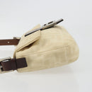 FENDI Zucca Canvas Mamma Baguette Schoudertas Beige Zilver Auth 183769SAV-5