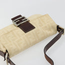 FENDI Zucca Canvas Mamma Baguette Schoudertas Beige Zilver Auth 183769SAV-6
