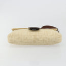 FENDI Zucca Canvas Mamma Baguette Schoudertas Beige Zilver Auth 183769SAV-9