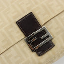 FENDI Zucca Canvas Mamma Baguette Shoulder Bag Beige Silver Auth 183770V-19