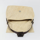 FENDI Zucca Canvas Mamma Baguette Shoulder Bag Beige Silver Auth 183770V-21