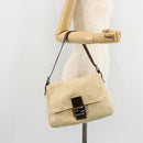 FENDI Zucca Canvas Mamma Baguette Shoulder Bag Beige Silver Auth 183770V-28