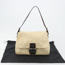 FENDI Zucca Canvas Mamma Baguette Shoulder Bag Beige Silver Auth 183770V-12