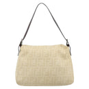FENDI Zucca Canvas Mamma Baguette Shoulder Bag Beige Silver Auth 183770V-2