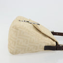 FENDI Zucca Canvas Mamma Baguette Shoulder Bag Beige Silver Auth 183770V-3