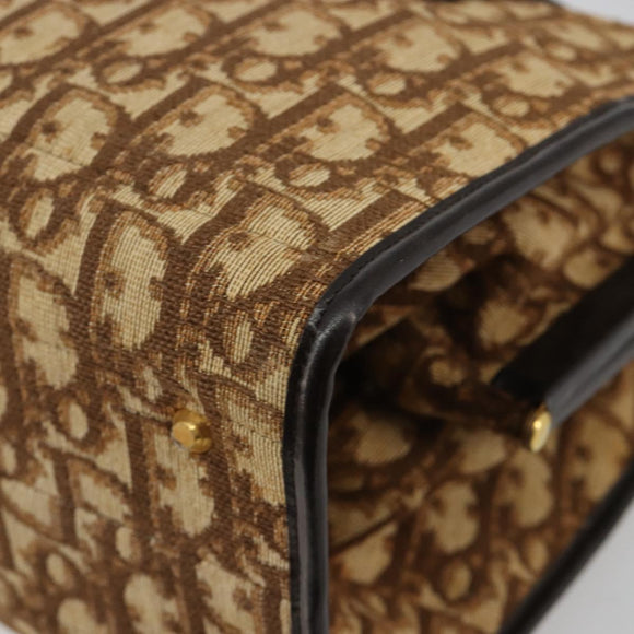 Christian Dior Trotter Canvas Hand Bag Beige Gold Auth 183778