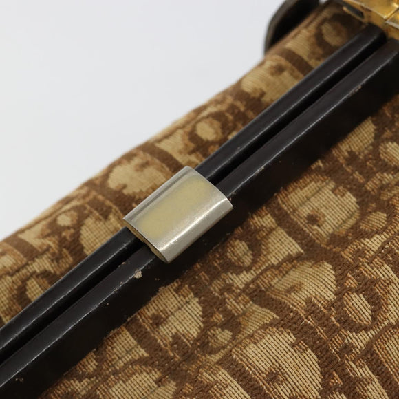 Christian Dior Trotter Canvas Hand Bag Beige Gold Auth 183778
