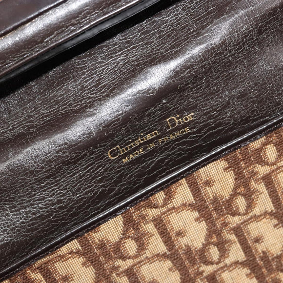 Christian Dior Trotter Canvas Hand Bag Beige Gold Auth 183778