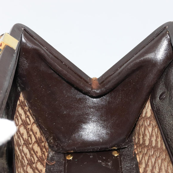 Christian Dior Trotter Canvas Hand Bag Beige Gold Auth 183778