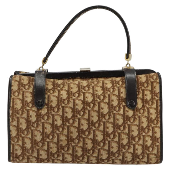 Christian Dior Trotter Canvas Hand Bag Beige Gold Auth 183778