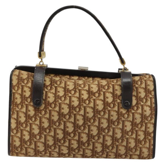 Christian Dior Trotter Canvas Hand Bag Beige Gold Auth 183778