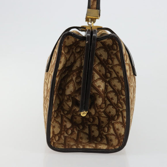 Christian Dior Trotter Canvas Hand Bag Beige Gold Auth 183778